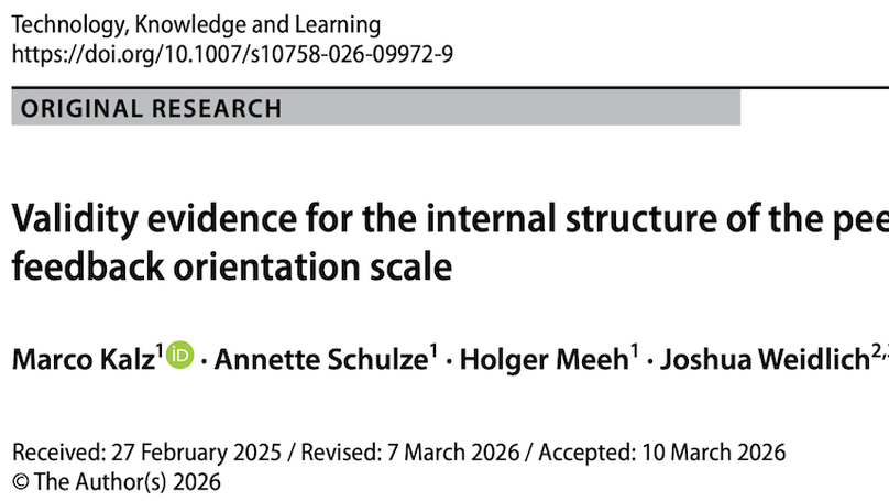 Validity evidence for the internal structure of the peer feedback orientation scale